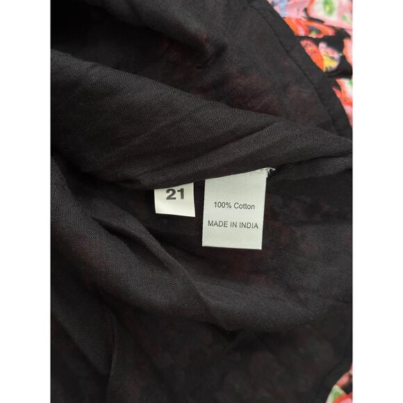 NWT Banjanan Black Monarch Macaw Mini Floral Fall 100% Cotton Dress Pink XS - Picture 8 of 8